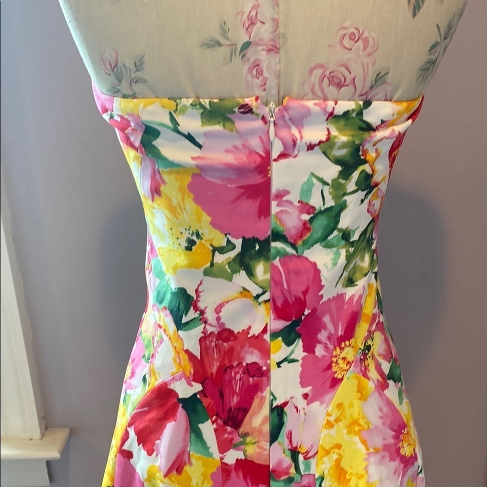 Ralph Lauren Pink Yellow Trumpet Midi Dress - Picture 8 of 11